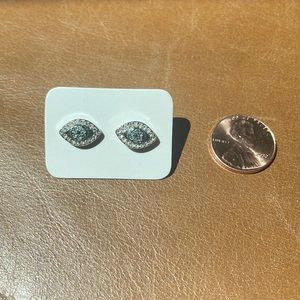FOSSIL - Evil Eye Silver and Blue Pave Stud Earrings